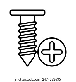 icono de tornillo simple con estilo de contorno