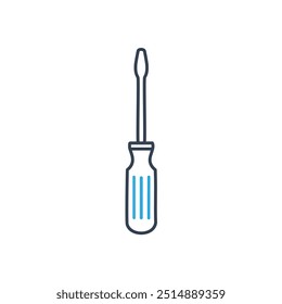 Simple screwdriver icon illustration. An outline image of a common screwdriver, a handy tool for many projects.