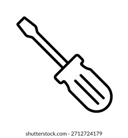 Icono de Vector de contorno de destornillador simple. Ilustración minimalista de la herramienta del arte de la línea negra conveniente para la reparación, la renovación, y los diseños de construcción.
