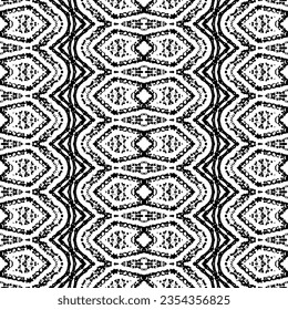 Simple Scribble Pattern. Abstract Hand Dark Print. Seamless Design Art Pattern. Black Colour Art Scribble Pattern. Black Color Tribal Wavy Vector. Native Ink Doodle Batik. Seamless Ink Ethnic Vector