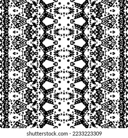 Simple Scribble Pattern. Ethnic Native Ink Pattern. Black Color Tribal Boho Batik. Doodle Line Batik. Black Colour Ink Scribble Textile. Native Dark Doodle Vector. Seamless Dark Doodle Vector