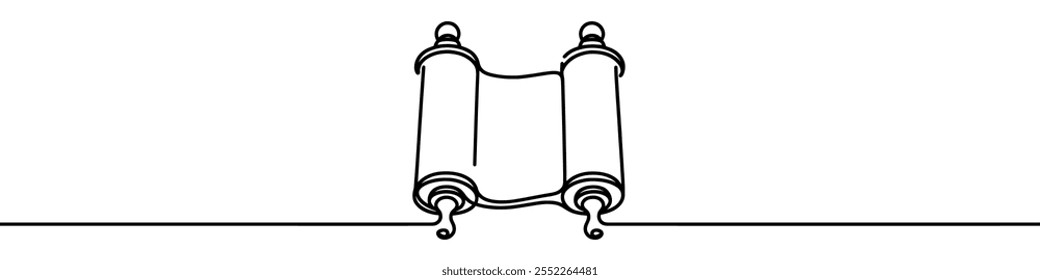 Simple scroll illustration drawn with one continuous black line on a white background