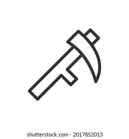 Simple scythe line icon. Premium symbol in stroke style. Design of scythe icon. Vector illustration.