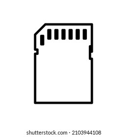 Simple SD card line icon. Memory card. Isolated illustration vector on a white background. Vector sign for mobile app, web site and other uses.