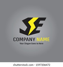 Simple SE Letter With Electric Shape Logo Design 