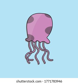 simple sea jellyfish cartoon animal vektor design