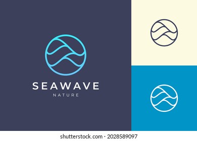 Plantilla de logotipo de mar simple en forma de círculo y onda