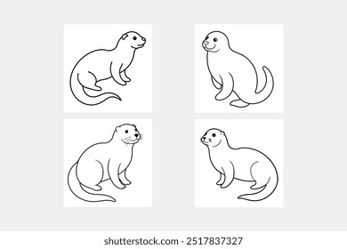 Simple sea otter shapes icon vector, scalable for minimalistic digital or print-friendly designs.