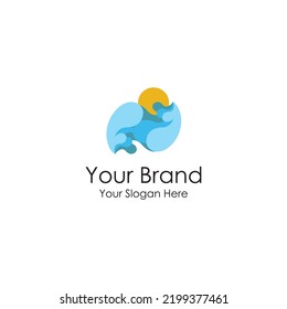 simple sea sunset logo premium