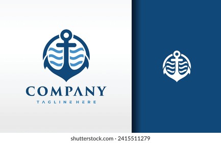 simple sea water anchor logo