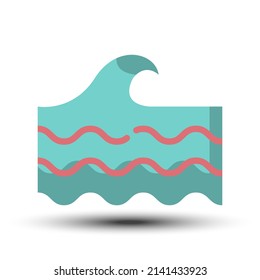 simple sea wave flat icon, nature and renewable power and related on the background