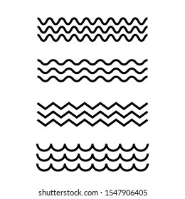 Simple sea waves icons set. Abstract web design elements for website or presentation.