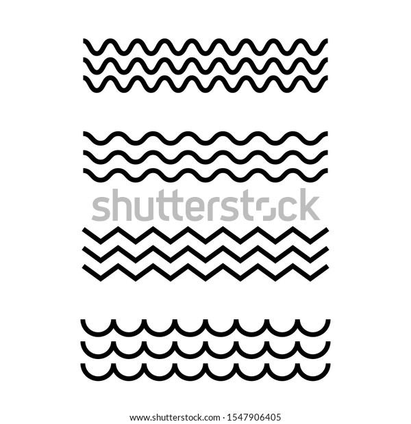 Simple sea waves icons set. Abstract web\
design elements for website or\
presentation.
