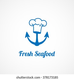 Simple seafood logo template design. Vector illustration.