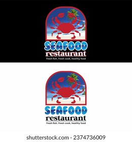 Simple seafood restaurant logo with red crab icon