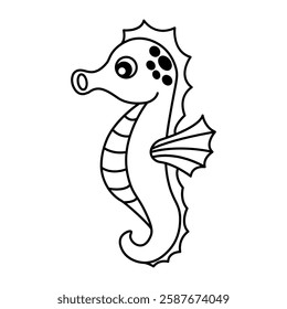 Simple seahorse icon with a curled tail, ideal for marine-themed designs and educational materials.