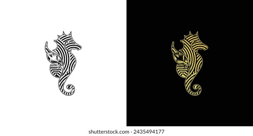 Simple seahorse logo design with unique concept| premium vector