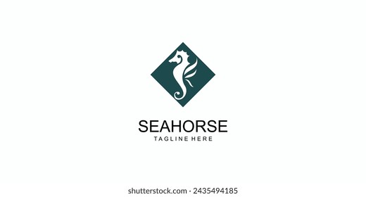 Simple seahorse logo design with unique concept| premium vector