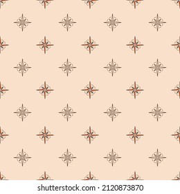 Simple seamless abstract pattern with compass wind rose. Vector illustration.