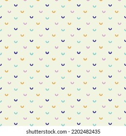 Simple seamless abstract pattern with little colorful semirings on color background. Childish flat vector illustration