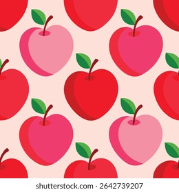 simple seamless apple pattern with pink and red apple.