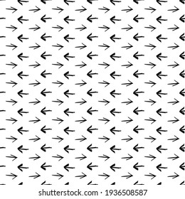 Simple seamless arrow pattern - hand drawn design. Vector paint background