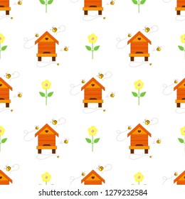 simple seamless background with bees. hive pattern. vector
