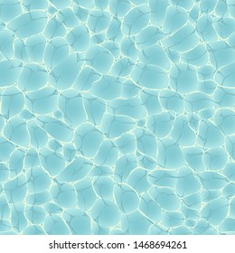 Simple seamless background of blue water waves with reflections (view from above).