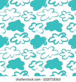 Simple seamless background with clouds painted by a dry brush.
