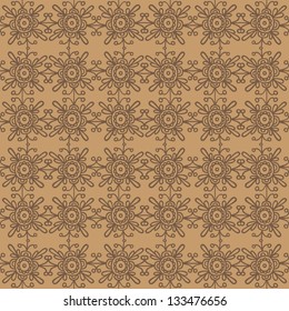 Simple seamless background with hand drawn flowers. Vector Illustration.