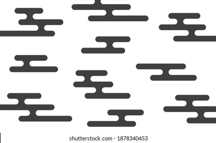 Sencillo fondo transparente. El moderno patrón japonés tradicional en forma de niebla, Egasumi. Ilustración mínima de diseño de textura en color blanco y negro sobre fondo blanco. Sin inconveniente.