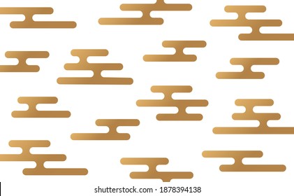 Sencillo fondo transparente. El moderno patrón japonés tradicional en forma de niebla, Egasumi. Ilustración mínima de diseño de textura en color dorado y blanco sobre fondo blanco. Sin inconveniente.