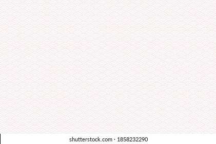 Simple seamless background. Qinghai wave, Seigaiha Pattern. Modern  Arranged Japanese Traditional Pattern of waves shaped in the ocean. Kawaii Pale Pink. 