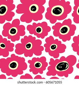 Simple seamless background with red poppies
