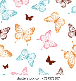 Simple seamless background with a silhouette of butterflies. A simple pattern. Vector illustration.