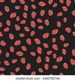 Simple seamless background with strawberries for wrapping, poster, postcard,greeting card,textile,banner, nursery, kid's room, book paper, notebook