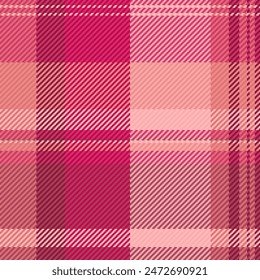 Simple seamless background textile, textured pattern check vector. Diamond tartan fabric texture plaid in red and pink colors.