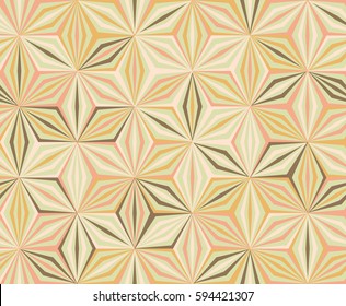 Simple seamless beige geometrical pattern. Repetitive geometric background with abstract flowers. Vector illustration for your graphic design.
