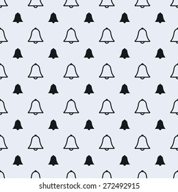 Simple seamless bell icon and outline vector pattern. Main icon elements only, no ornament. Suitable for web and printing