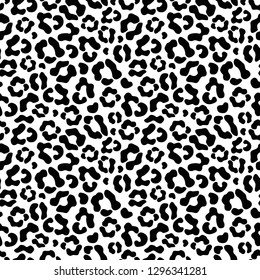 Simple seamless black and white pattern, imitates the skin of a leopard. Great for decorating fabrics, textiles, gift wrapping design, any printed materials, including advertising.