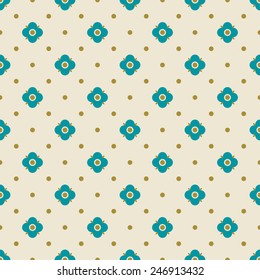 simple seamless blue floral pattern. each color in separate layer.