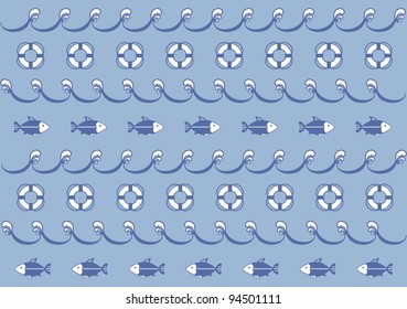 Simple seamless blue sea pattern