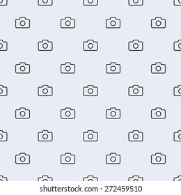 Simple seamless camera icon vector pattern. Main icon elements only, no ornament. Suitable for web and printing