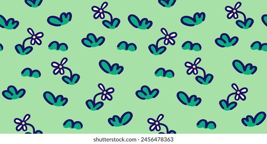 simple seamless colored pattern plant flowers in doodle style. Design for print backdrop wallpaper wrapping textile