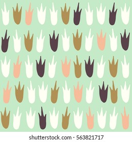 Simple seamless colorful doodles pattern on blue background. Vector hand drawn illustration.