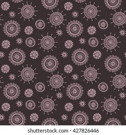 simple seamless doodle flower pink pattern, vector illustration