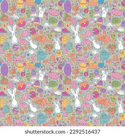 Simple seamless Easter doodle pattern.