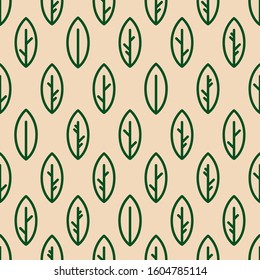 Simple seamless eco-friendly pattern. Stylized leaflets on a light green background. Bold green greasy stroke