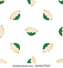 Simple seamless floral pattern with abstract daisy shapes. Vector print with minimal flower elements