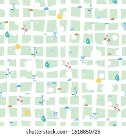 Simple Seamless Floral Pattern.For backgrounds, wallpapers, fabric, prints, textiles, textures, wrapping, cards, cover.Vector Illustration